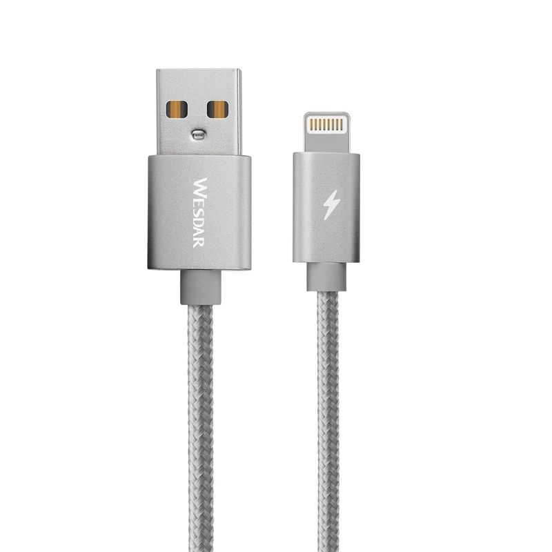 Wesdar Кабел, USB към Lightning, 1.2 m, сребрист